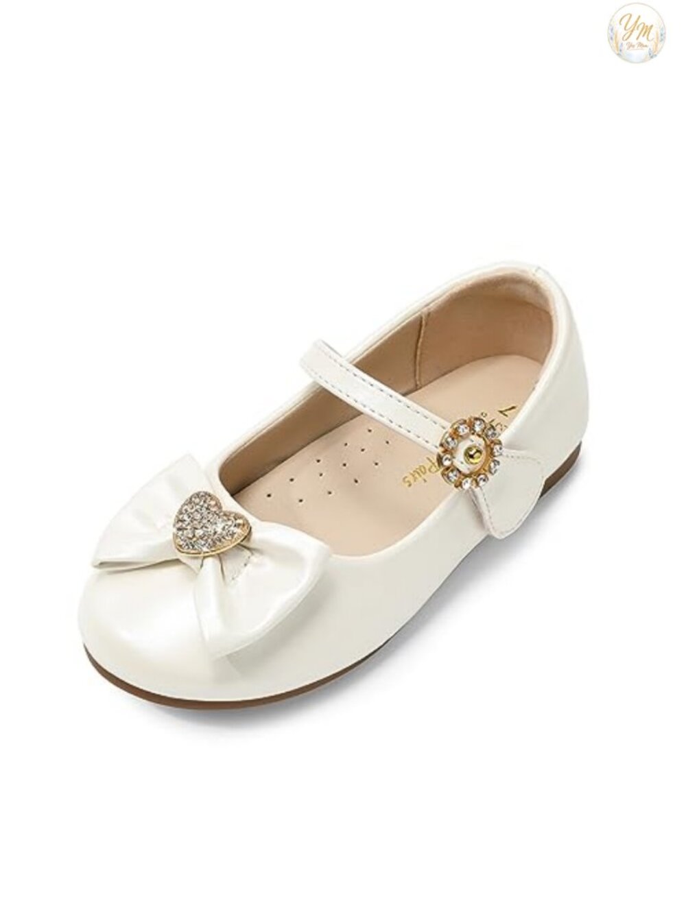 Girls Mary Jane Bow Ballet Flats Hook and Loop Dress Shoes for Wedding